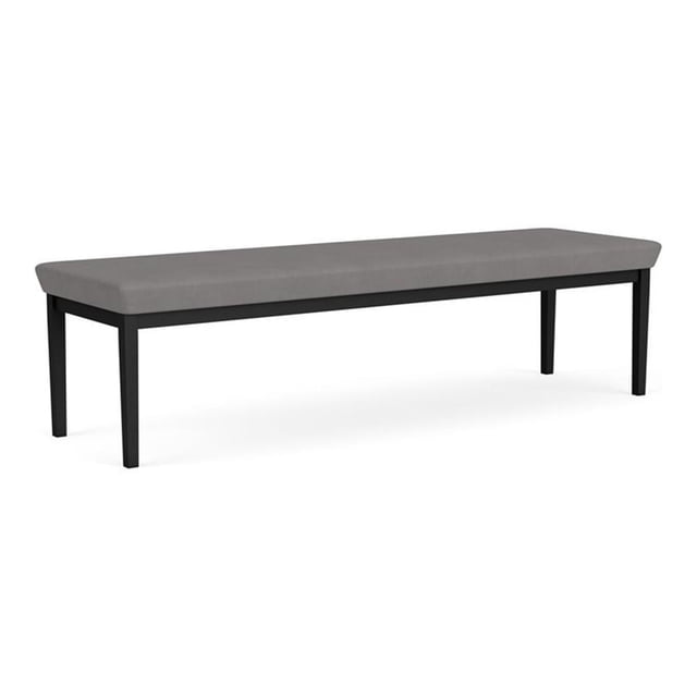 Lenox Steel Reception Waiting Room 3-Seat Bench / Black Steel / Light Gray
