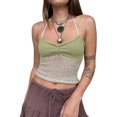 thumbnail image 2 of Chaleco Sin Mangas Mujeres Hot Girl Sling Vest Simple Y2K Knit Splicing Summer Camisole (Verde S) Cgtredaw Para estrenar, 2 of 6