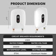 thumbnail image 5 of Calentador de agua eléctrico sin tanque, calentador de agua eléctrico de 3000 W con pantalla digital, calentador de agua instantáneo a pedido, calentador de agua debajo del fregadero., 5 of 5