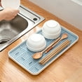 thumbnail image 5 of Latrodar Draining Board, Household Double Layer Dr-ain Tray, Kitchen Fruit And Vegetable Dish Storage Tray, Plastic Tea Tray Blue Creative 8.88x1.08 Inch, 5 of 5