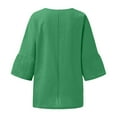 thumbnail image 6 of Moxiu Cotton Linen Shirt Women Summer Half Sleeve Tops Plus Size Side Split Solid Color Comfy Blouses Crewneck Tunic Casual Loose Fitted Gauze Blouse 2025 Green,XL, 6 of 6
