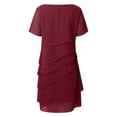 thumbnail image 5 of Fashion Clothing Keyhole Dress for Women Womens Work Dresses Long Dress for Women Casual Winter Extra Small Casual Dresses Maxi Formal Women's Summer Patchwork Chiffon Round Neck Short Red S, 5 of 5