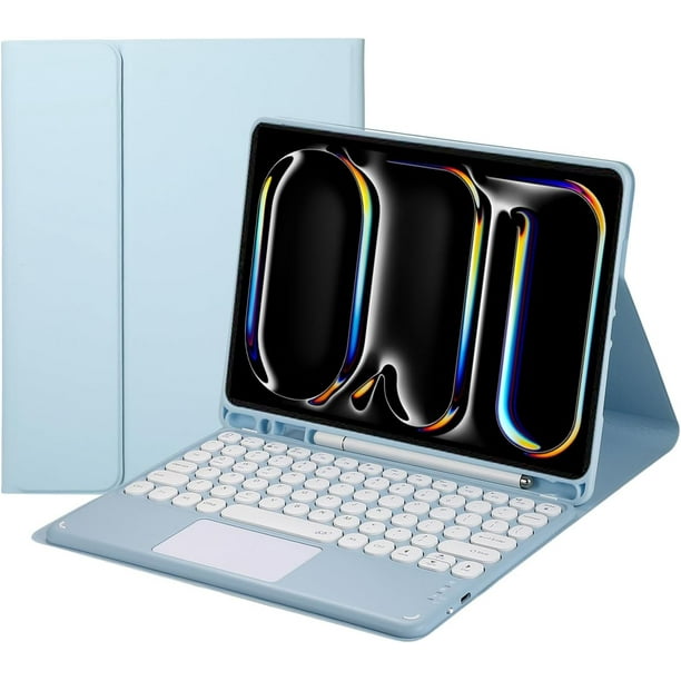 Funda con teclado táctil para iPad Pro de 11 pulgadas 2024 (5.a generación) con portalápices - Teclado Bluetooth táctil magnéticamente desmontable