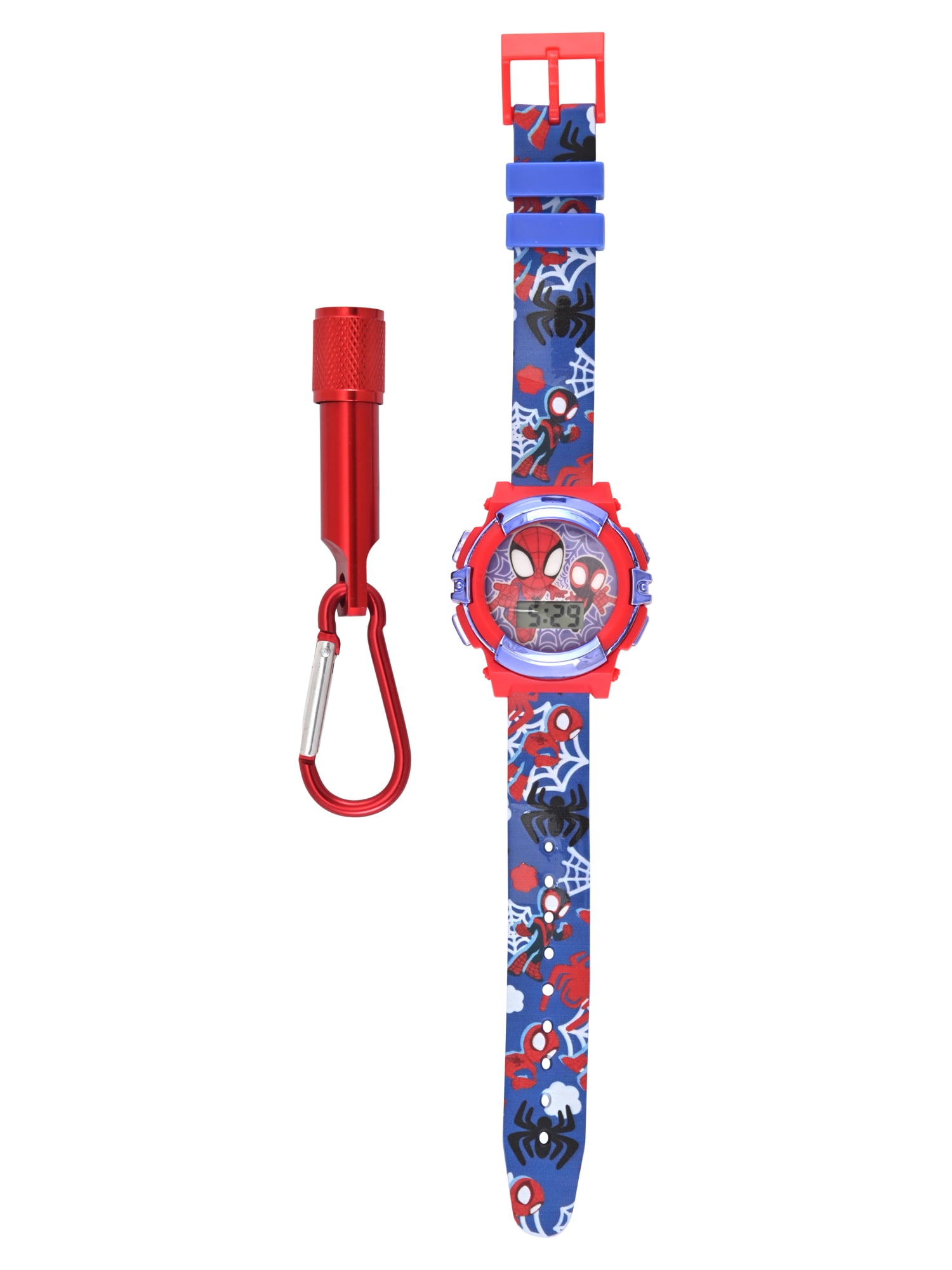 Marvel Spider-Man and Friends Unisex Child 2pc Red and Blue Watch and Flashlight Set, SPF40001WM