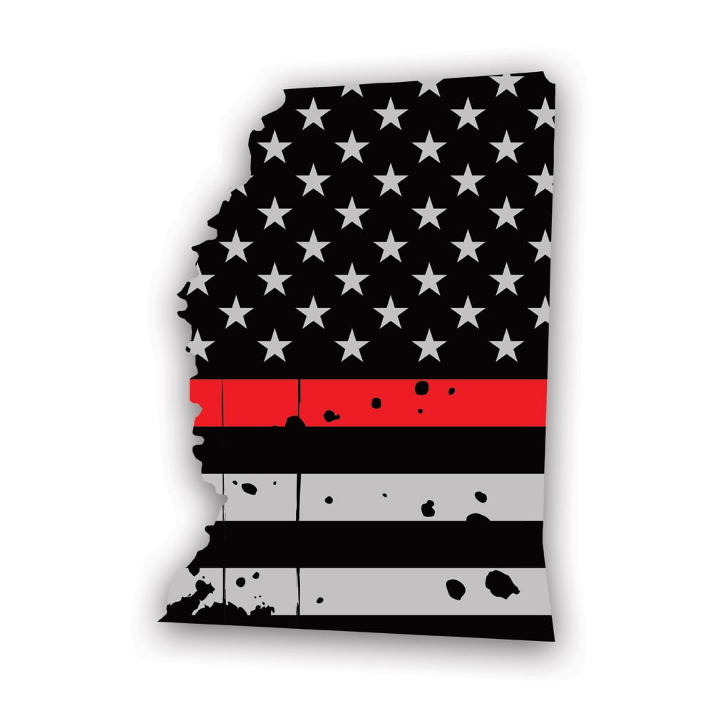 Distressed Mississippi State Shaped Subdued US Flag Thin Red Line ...