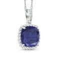thumbnail image 3 of Gem Stone King 2.02 Ct Cushion Blue Lapis White Diamond 10K White Gold Pendant with Chain, 3 of 5