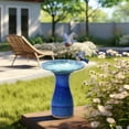 thumbnail image 6 of LuxenHome 20 Inch Ceramic Bird Bath for Outside, Elegant Tall Outdoor Bird Bath with Leaf Pattern, 6 of 8