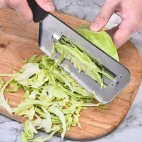 Stainless Steel Vegetable Cutter with Double-Layer Slicer for Cabbage, Carrots, and Sauerkraut -  Kitchen Knife for Slicing, Grating & Shredding