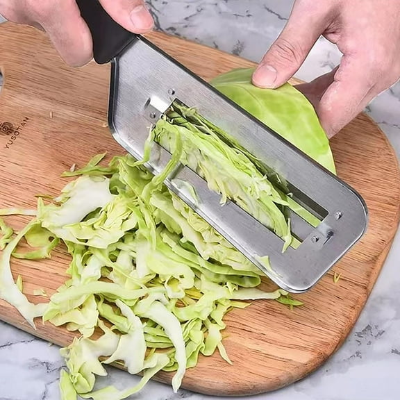 Stainless Steel Vegetable Cutter with Double-Layer Slicer for Cabbage, Carrots, and Sauerkraut - Kitchen Knife for Slicing, Grating & Shredding