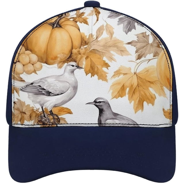 Leaves and Pumpkin Baseball Cap Classic Golf Cap Soft Dad Hat Multicolor Adjustable Low Profile Hat Unisex
