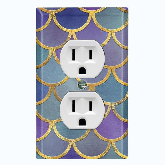 Metal Light Switch Plate Outlet Cover Mermaid Blue Purple MER008