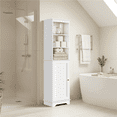 thumbnail image 3 of Renwick Tall Slim Storage Cabinet with Single Door and Open Shelves for Home Small Space, White, 3 of 9