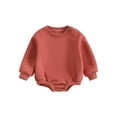 thumbnail image 2 of Baby Girls Boys Autumn Romper Infant Long Sleeve Crewneck Solid Color Casual Romper, 2 of 10