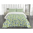 thumbnail image 3 of Ambesonne Fruits Quilted Bedspread Set 3 Pcs, Flowering Blueberry Leaf, King Size, Violet Blue Lime Green, 3 of 5