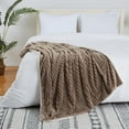 thumbnail image 3 of Sherpa Fleece Throw Blanket for Couch Bed Sofa, Revisable Double Layer Soft Plush Striped Pattern Fuzzy Blanket for All Season, 3 of 9