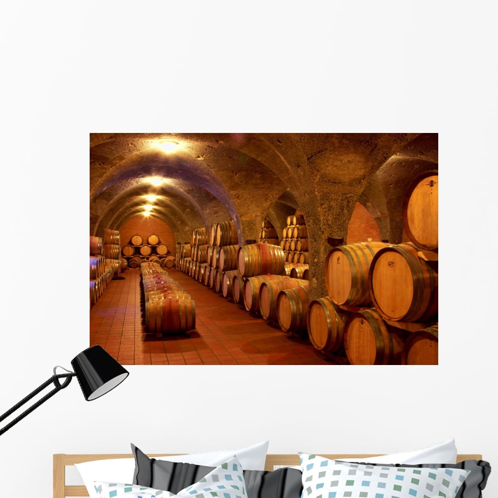 Wine Cellar Built Red Wall Mural Decal Sticker, Wallmonkeys Peel ...