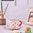 thumbnail image 5 of Juego de taza de café de cerámica con bandeja de té, linda taza creativa con diseño irregular único, adecuada para la oficina y el hogar, apta para lavavajillas, microondas, 10 oz/3, 5 of 5