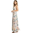 thumbnail image 2 of Love Stitch Women's Plunging Boho Slim A-Line Maxi Dress (Large, Cream), 2 of 5