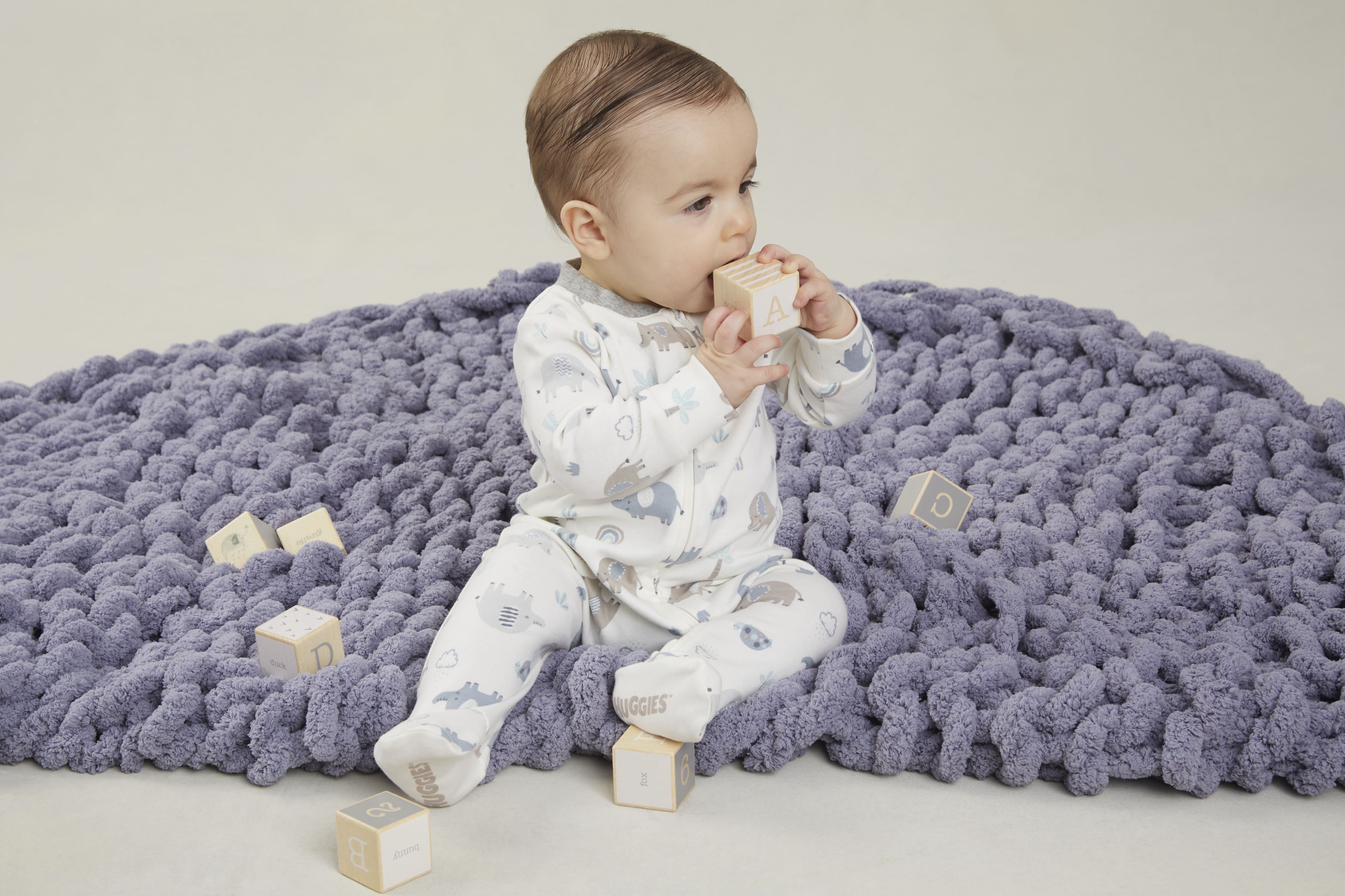 Huggies Baby Boy Alex The Elephant Printed Organic Cotton Sleep and Play, Sizes NB-9M