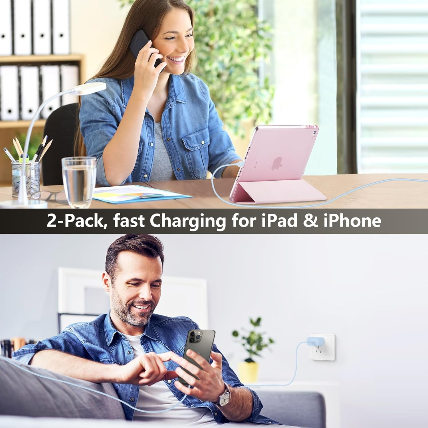 i.Phone 15 16 Pro Max Charger, 10 FT Long Cord USB C to C Fast Charging Cable with PD 20W Fast Charger Block for i.Phone 16/16 pro/16 plus/16 pro max/15/15 Pro max/ 15 pro/15 Plus, Pad Pro/air, Blue