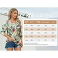 thumbnail image 3 of Nlife Women Floral Blouse for Women Hawaiian 3/4 Sleeve Top Tropical V-Neck Casual Shirt with Button Details, 3 of 7