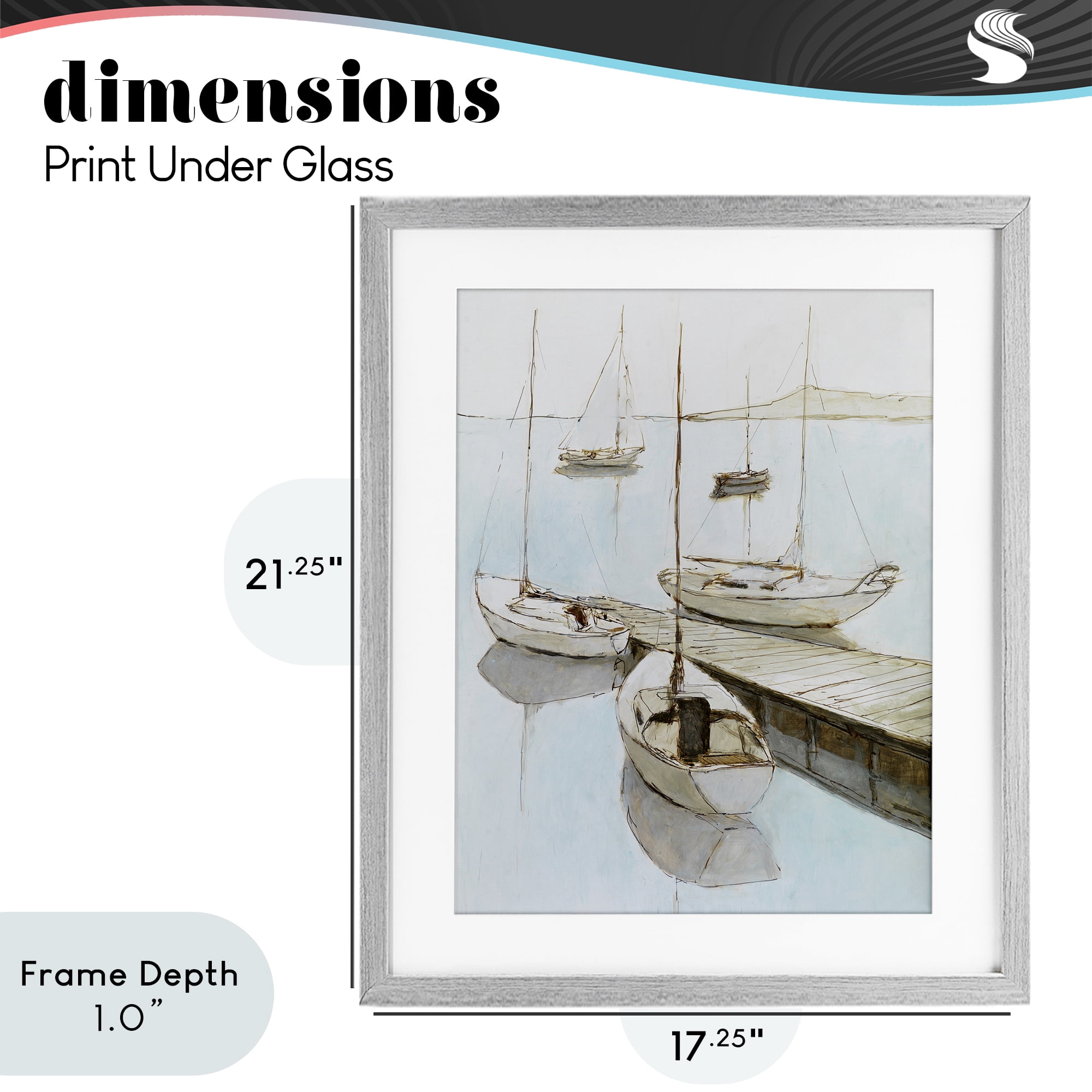 Stupell Industries Docked Sails Coastal Scene Gray Framed Print Under Glass, design by Lorenzo Collective