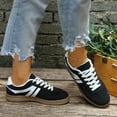 thumbnail image 4 of Rokment Womens Low Top Fashion Sneakers Running Walking Shoes Vintage Color Block Suede Skate Flat Spring Fall Comfortable Casual Tennis Shoes Rubber Sole Black Size 7.5, 4 of 7