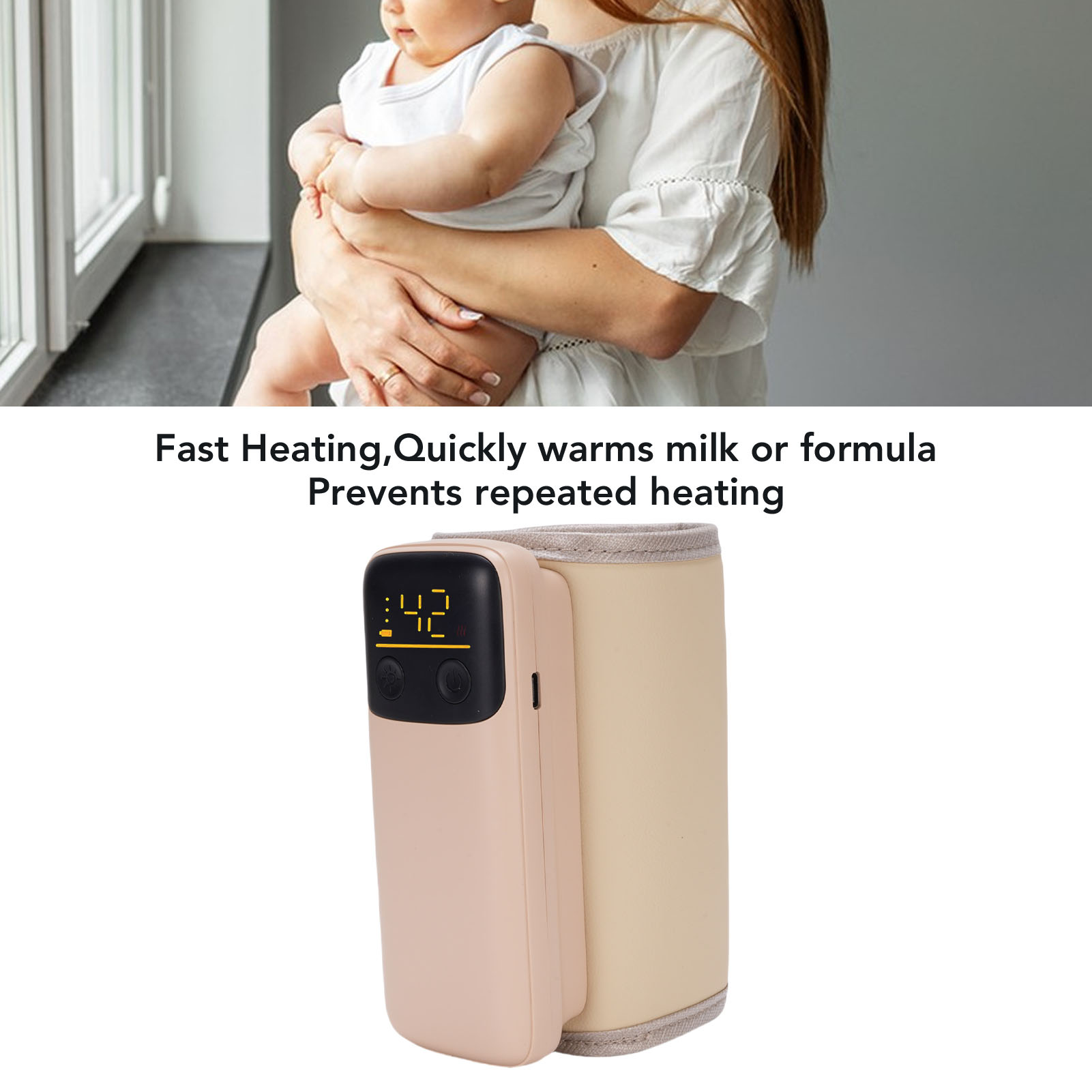 Riousery Portable Baby Bottle Warmer with LCD Screen, 6000mAh Battery Powered Travel Milk Heater 6 Gears Temp Control (37°C-55°C / 98.6°F-131°F)