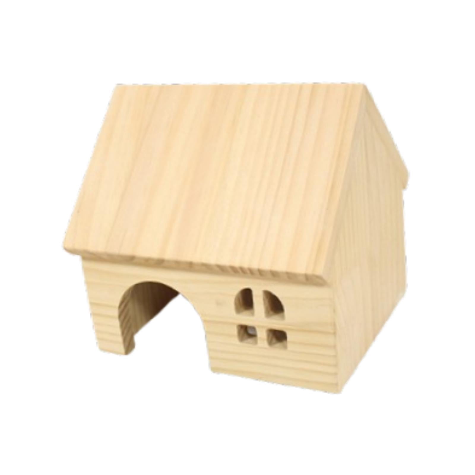 Serenable Hamster Wood House Wood Pets Habitat Hut Hideaway Hide Supplies Wooden Toy Pet House for Lemmings Gerbils Mice Syrian Hamsters s