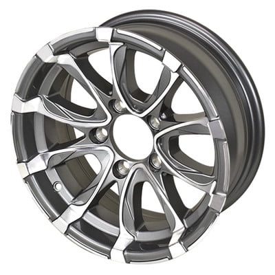 15x6 5-Lug on 4.5" RSR Aluminum Trailer Wheel - Silver Inlay