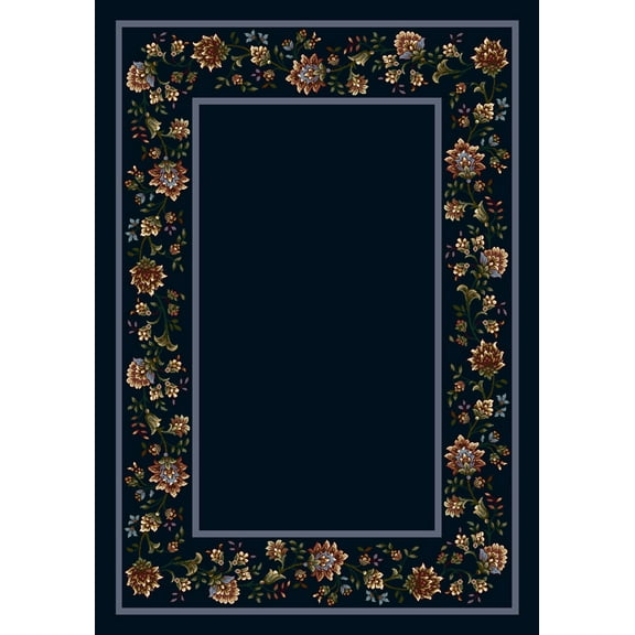 Milliken Blue Bordered Area Rug Khorrasan Sapphire II - Aprx 7' 8" x 10' 9"
