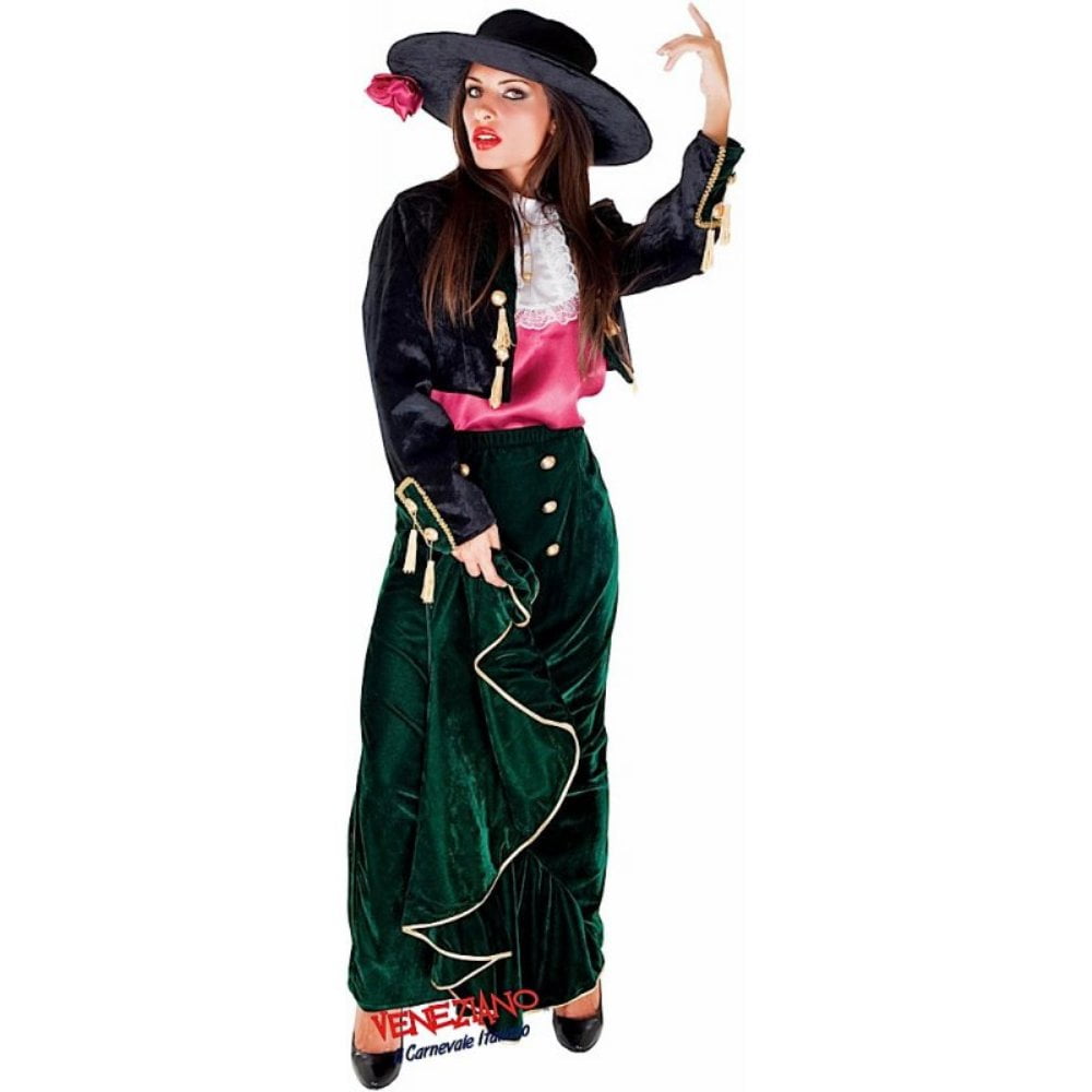 Veneziano Deluxe Senorita Costume Womens Spanish Dancer Fancy Dress  XS-MD
