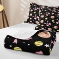 thumbnail image 4 of Feelyou Softball Bowknot Stars Twin Quilt Set for Girls, Black Pink Cartoon Style Twin Coverlet Set, 2pcs, 4 of 7
