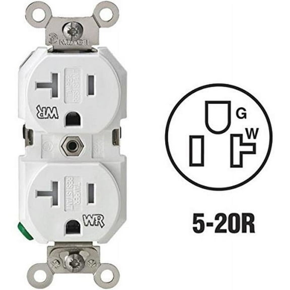 Leviton Mfg R57-TWR20-00W Tamper Weather-Resistant Grounded Duplex Outlet - White