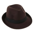 thumbnail image 3 of Men Fedora Hat Wool Felt Crushable Handmade Bowknot Feather Coffee, 3 of 6