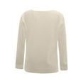 thumbnail image 4 of HAPIMO Discount Women's Autumn/Winter New Shirt Lace Patchwork Long Sleeve Button V-neck Solid Color Knot Hem Lace-up Loose Top Teen Grils Fashion Clothes Beige M, 4 of 6
