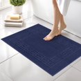 thumbnail image 1 of Canadian Linen Everest Bathmats, 2 Pack, 20"x30", Soft Absorbent Cotton Lightweight Quick Dry Washable Plush Bath Mat with Greek Key Design, Navy Blue, 1 of 9