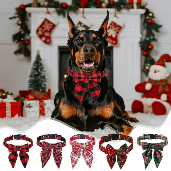 Pet Ball Collar with Bow, Festive Holiday Dog Accessory, Soft Polyester Material, for Small and Medium Dogs,Vsgery