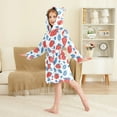 thumbnail image 2 of FORMRS Niños Bathrobe Unisex Hooded Robe Soft Plush Pajamas Sleepwear, Size 2-3T, Playful Strawberries, 2 of 7
