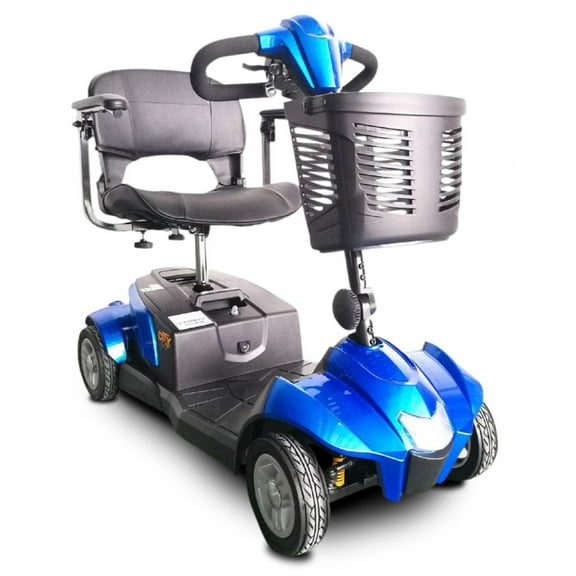Portable Travel Mobility Scooter - 4 Wheel with Tight Turning Radius, Swivel Seat and Delta Tiller - CityCruzer by EV Rider (Blue)
