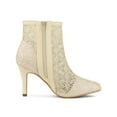 thumbnail image 3 of Unique Bargains Women's Lace Flower Stiletto Heels Pointed Toe Ankle Boots, 3 of 7
