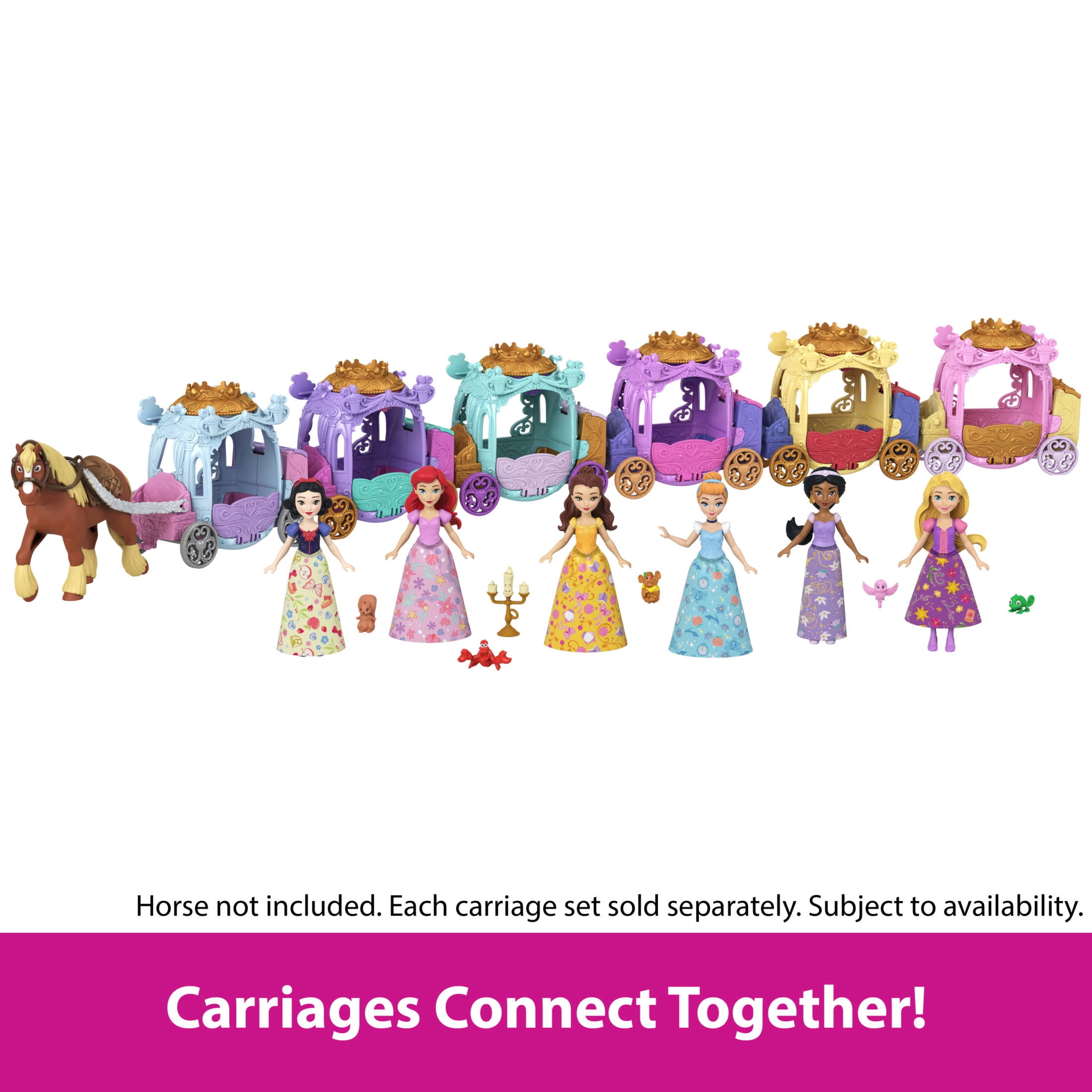 Disney Princess Carriage Reveal Surprise Small Doll, Vehicle & Figure (Characters May Vary)