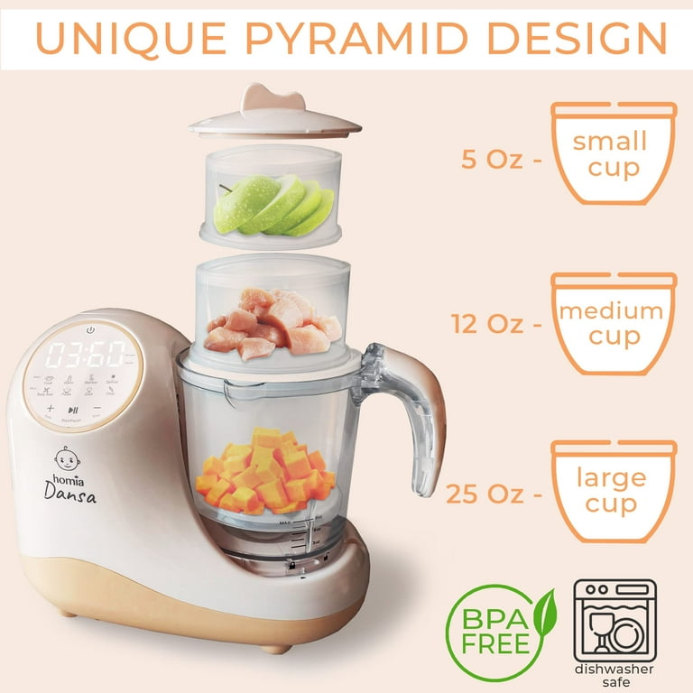 Baby Food Processor Maker Steamer and Blender, Multi-Functional Food  Steamer Puree Grinder Machine, Auto Cooking & Shut-Off, Touch Control  Panel