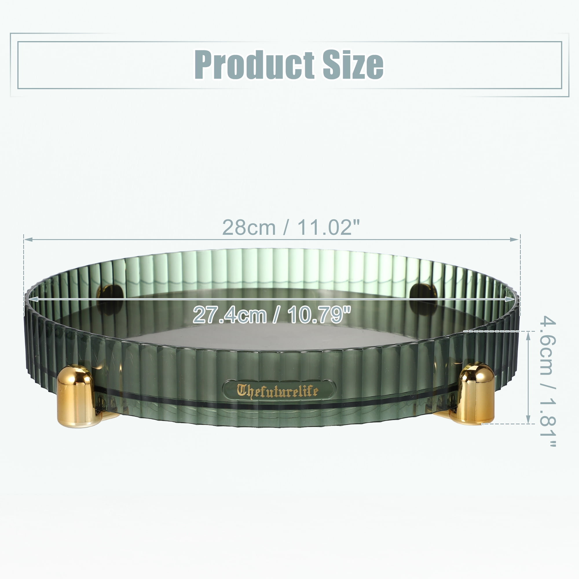 Unique Bargains Makeup Perfumes Organizer 360 Degree Rotating Round Storage Tray Dark Green