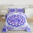 thumbnail image 2 of jejeloiu Bohemian Flower Floral Full Size Comforter Sets,Boho Exotic Style Bedding Sets For Girl Reversible 3-Piece, 2 of 8
