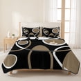 thumbnail image 3 of Twin XL Quilt Set 68''x98'', Black Brown Lightweight Bedspread Coverlet Set with 2 Pillow Shams, White Circle Modern Minimalist Geometric Breathable All Season Quilt Bedding for Dorm/Guest Room, 3 of 9
