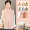 thumbnail image 6 of CAICJ98 Toddler Boys Girls Fleece Vest Coat Kids Warm Fall Winter Warm Thick Cotton Sleeveless Jacket Zip up Polar Fleece Jacket Boys' Girls' Outerwear Vests (Pink,5-6 Years), 6 of 7