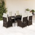 thumbnail image 1 of vidaXL 7 Piece Garden Dining Set with Cushions Brown Poly Rattan, 1 of 5