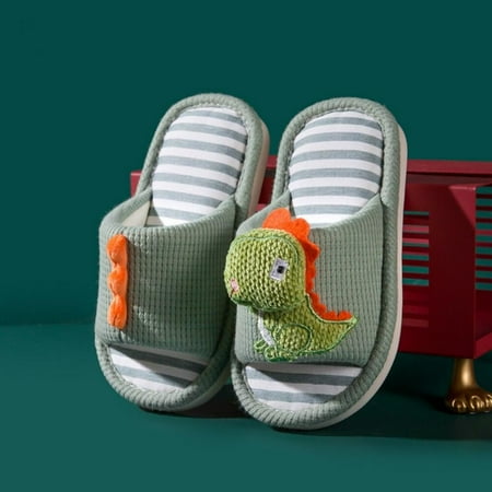 

Patgoal Cute Cartoon Dinosaur Slippers Open Toe Memory Foam Toddler Kids Slippers Anti-Slip Indoor Home Slippers for Girls Boys 2-6T