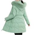 thumbnail image 7 of Gamivast Quilted Jackets for Women Long Heart Faux Fur Hooded Stand Collar Winter Coats with Pockets Casual Drawstring Waist Long Sleeve Jacket Warm Fall Trendy Outerwear, 7 of 7